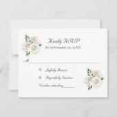 White Roses Gold Formal Elegant Stylish Wedding RSVP Kaartje (Voorkant)