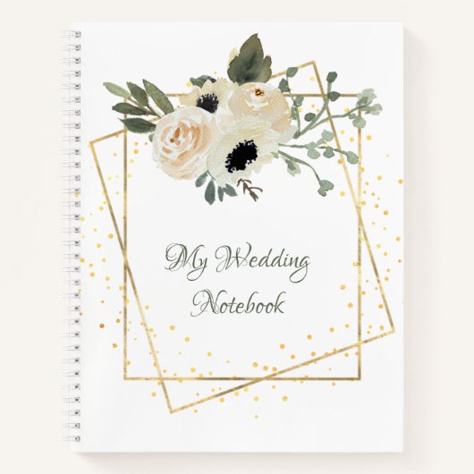 White Roses Gold Geometric Lijst Planner Notitieboek (Voorkant)