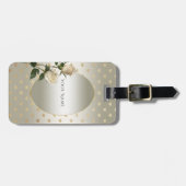 White Roses Gold Hearts Bagagelabel (Voorkant horizontaal)