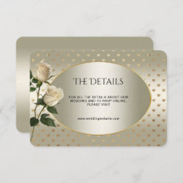 White Roses Gold Hearts Detail Enclosure Kaart