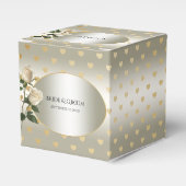 White Roses Gold Hearts Favoriete Box Bedankdoosjes (Voorkant Zijde)