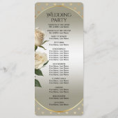 White Roses Gold Hearts huwelijksprogramma Programmakaart (Achterkant)