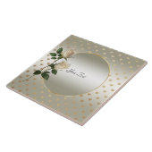 White Roses Gold Hearts Keramische Tegel Tegeltje (Zijkant)