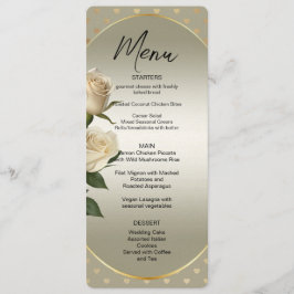 White Roses Gold Hearts Menu