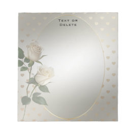 White Roses Gold Hearts Notitieblok
