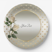 White Roses Gold Hearts Papier Bord (Voorkant)