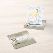 White Roses Gold Hearts Papier Onderzetter (Insitu)