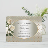 White Roses Gold Hearts redden de datum Kaart (Staand voorkant)