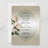 White Roses Gold Hearts repetitie diner Kaart (Voorkant)