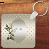 White Roses Gold Hearts Sleutelhanger (Achterkant)