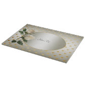 White Roses Gold Hearts snijplank (Hoek)
