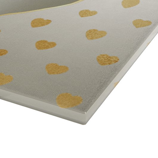 White Roses Gold Hearts snijplank (Hoek)