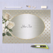 White Roses Gold Hearts Tissue Paper Tissuepapier (Craft)