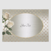 White Roses Gold Hearts Tissue Paper Tissuepapier (Voorkant)