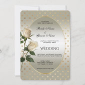 White Roses Gold Hearts Uitnodiging voor een bruil (Voorkant)