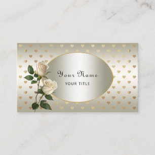 White Roses Gold Hearts Visitekaartje