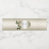 White Roses Gold Hearts Water Bottle Label Waterfles Etiket (Enkel label)