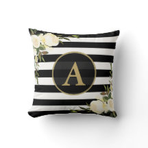 WHITE ROSES Gold Monogram Zwart Wit Gestreept