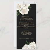White Roses Gold String Light Quinceañera Ticket Kaart (Achterkant)