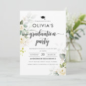 White Roses Graduation Party Uitnodiging (Staand voorkant)