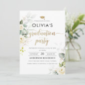 White Roses Graduation Party Uitnodiging (Staand voorkant)