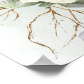 White Roses Green Eucalyptus Gold Geometric Poster (Hoek)