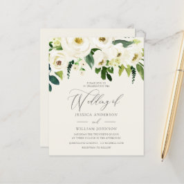 White Roses Green Leaf over een begrotingsweddensc