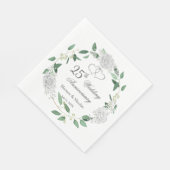 White Roses Greenery 25th Wedding Jubileum Servet (Hoek)