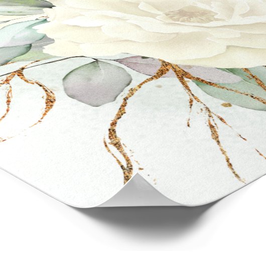 White Roses Greenery Alfabetical Seating Chart Poster (Hoek)