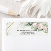 White Roses Greenery Baby-Shower Etiket (Insitu)