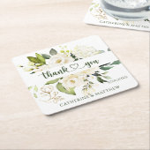 White Roses Greenery Bedankt Kartonnen Onderzetters (Schuin)