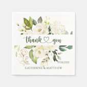White Roses Greenery Bedankt Servet (Voorkant)