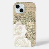 White Roses Greenery Botanical  Script Case-Mate iPhone Case (Achterkant)