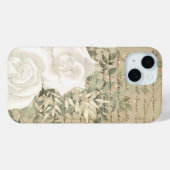 White Roses Greenery Botanical  Script Case-Mate iPhone Case (Achterkant (horizontaal))