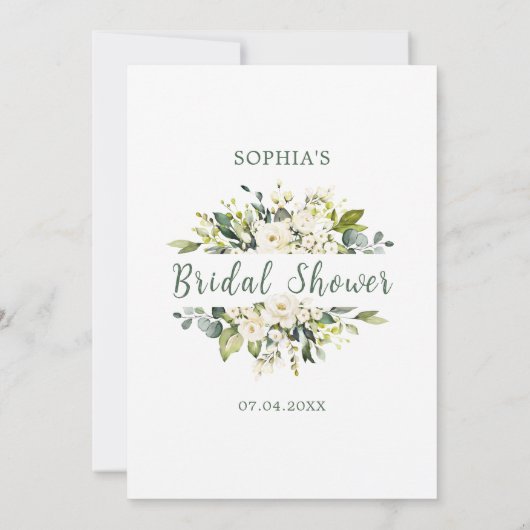 White Roses Greenery Bridal Wat zit er in je tas Kaart (Achterkant)