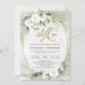 White roses greenery eucalyptus gold we nog steeds kaart (Voorkant)