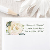 White Roses Greenery Foliage return address Label (Insitu)
