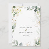 White Roses Greenery Foliage Wedding Invitation Kaart (Achterkant)