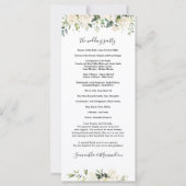 White Roses Greenery Foliage Wedding Programme (Achterkant)