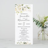 White Roses Greenery Foliage Wedding Programme (Staand voorkant)