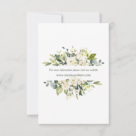 White Roses Greenery Foliage Wedding Save the Date Kaart (Achterkant)