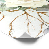 White Roses Greenery Gold Lijst Tijdlijnteken Poster (Hoek)