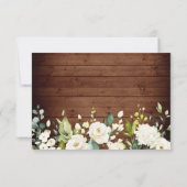 White Roses Greenery Lantern Rustic Wood RSVP Kaartje (Achterkant)