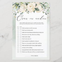 White Roses Greenery over of onder Bridal Game