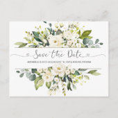 White Roses Greenery Save the Date Briefkaart (Voorkant)