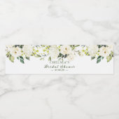 White Roses Greenery Vrijgezellenfeest Waterfles Etiket (Enkel label)