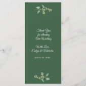 White Roses Greenery Wedding Dinner Menu (Achterkant)