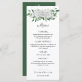 White Roses Greenery Wedding Dinner Menu (Voorkant / Achterkant)
