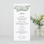 White Roses Greenery Wedding Dinner Menu (Staand voorkant)