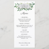 White Roses Greenery Wedding Dinner Menu (Voorkant)